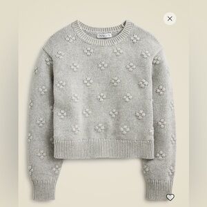 J.Crew Crewcuts Girls Light Gray Floral Embroidered Cotton Sweater Sz L NWT